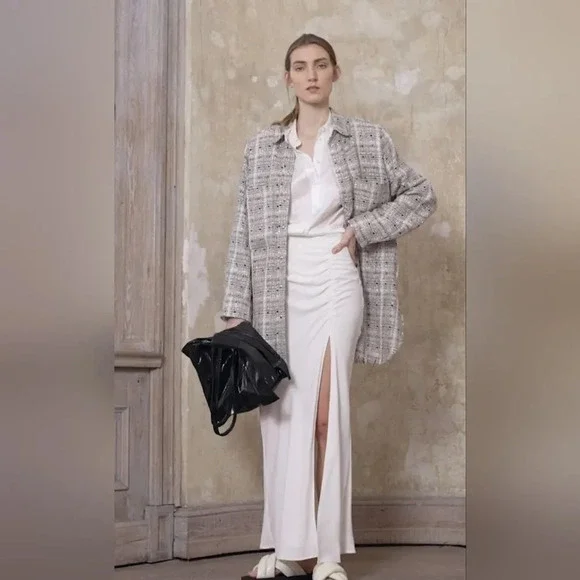 IRO Paris Hagat Shirred White Maxi Skirt with Slit Size 38 6 - Picture 5 of 15